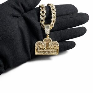 Swarovski Gold-Tone Pave Crown Pendant Necklace